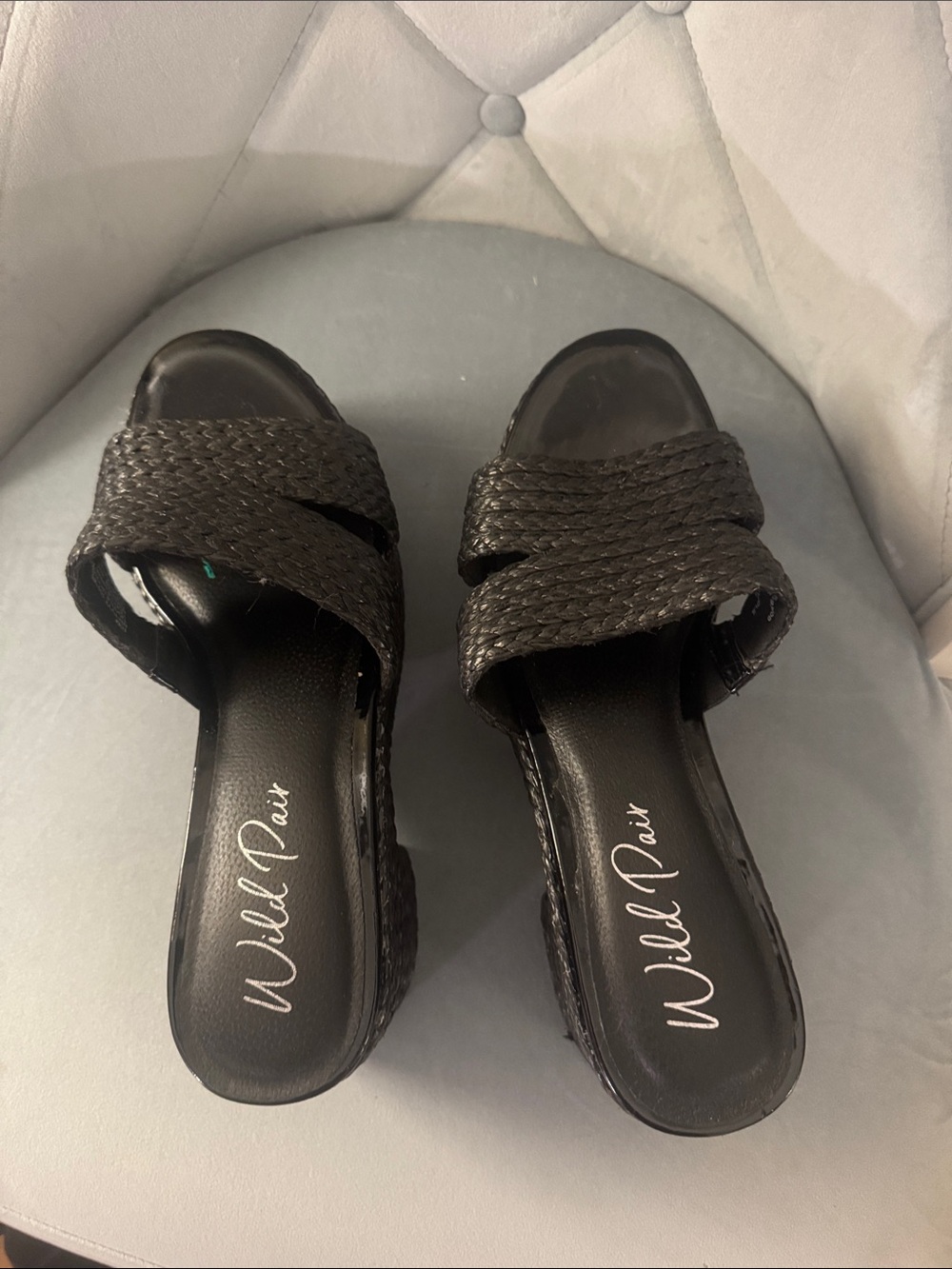 Wild Pair Black Braided Slide Mules
